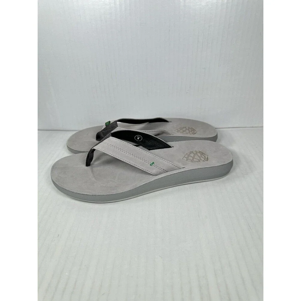 Size 9 Stio Men's Bircher Leather Flip-Flops Sandals Alloy Gray NEW